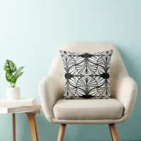 Elegant Art Deco Black & White Gouache Scallops Throw Pillow