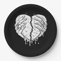 Gothic Skeleton Heart Hands Retro Aesthetic Paper Plates