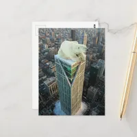 Polar Bear on Skyscraper melting ice surreal  Postcard