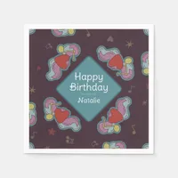 Music Lover Doodles Theme Birthday Party Teal Napkins