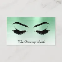 *~* Lashes Brows Extensions QR Metallic Mint Business Card