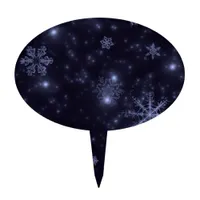 Snowflakes with Midnight Blue Background Cake Topper