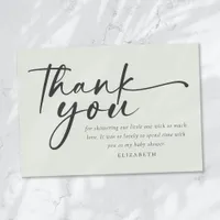 Oh Babies Sage Green Minimalist Baby Shower Thank You Card