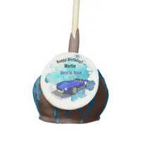 Classic Retro Blue Sports Car Birthday Adventure H Cake Pops