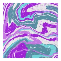 Purple, Teal, Turquoise Marble Fluid Art  Faux Canvas Print