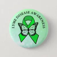 Lyme Disease Awareness Butterfly Ribbon Button