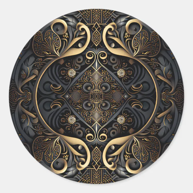 Middle Ages Ornamental Shield Classic Round Sticker