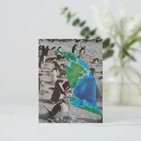 Surreal Penguins and Blue Green Earth wildlife  Postcard