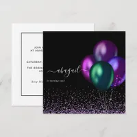  Dark Iridescent Balloons Birthday Party Invitation
