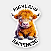 Baby Highland Cow Adorable Ai Art Sticker