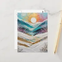 Winter Trees and Snow Painting Postcard