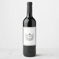 Regal Classic Formal Monogram Crest Wedding  Wine Label