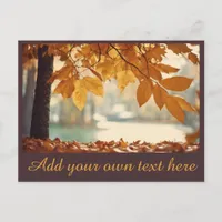 Autumn Fall Leaves Text Template  Postcard