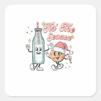 Tis The Season Retro Milk And Cookie Christmas Square Sticker