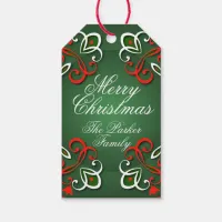 Merry Christmas Elegant Baroque Red Green & White  Gift Tags