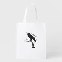 F-Caw-F Crow Pun Funny Bird Cawing Grunge Creative Grocery Bag