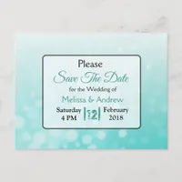 Teal Bubbles Elegant Wedding Save the Date Announcement Postcard