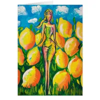 Woman and Lemons Blank Inside Greeting Card