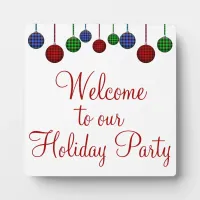 Welcome to our Holiday Party Buffalo Plaid Table Plaque