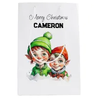 Personalized Little Elves Christmas Medium Gift Bag