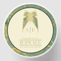 Art Deco Butterfly Green Gold "Thank You" Wedding Mini Candle Favors