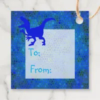 Happy Birthday Blue Dinosaur Hide Favor Tags