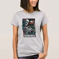 Funny Skeleton Spill the Tea Tarot Distressed T-Shirt