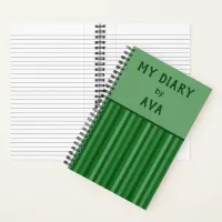 Dark Green My Diary by Me Striped Journal