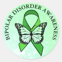 Bipolar Disorder Awareness Butterfly Ribbon Classic Round Sticker