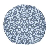 Abstract Blue Mosaic Round Pouf