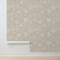 Classic Floral Pattern Elegant Flower Stone White Wallpaper