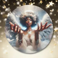 Beautiful African-American Angel Ethereal Classic Round Sticker