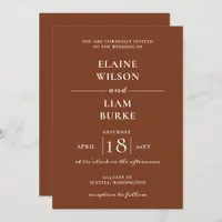 Terracotta Rustic Burnt Orange Modern Wedding Invitation