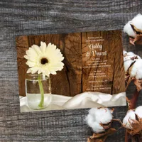 Mason Jar and White Daisy Barn Wedding Invitation