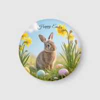 Cute Easter Bunny and Daffodil  Magnet