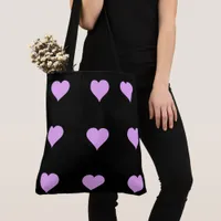 Goth Black and Pink Heart Design Tote Bag