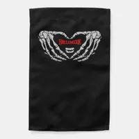 Skeleton Hands Folded In A Heart Funny Halloween Garden Flag