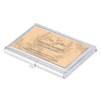 Modern Peach  Motif Logo Wedding Planner Business Card Case