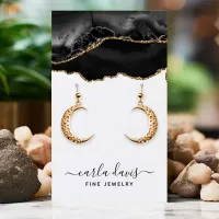 Black Gold Agate Marble Earring Jewelry Display Business Card