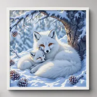 Sweet White Foxes in the Snow Peel And Stick Photo Tile