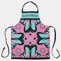 Custom Name Large Print Modern Floral  Apron