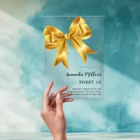 Gold bow clear Sweet 16 Acrylic Invitations