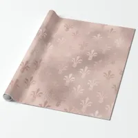 Rose Gold and Blush Pink Fleur de Lis pattern Wrapping Paper