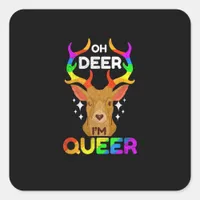 Oh Deer Queer Funny LGBTQ Pride Awareness  Square Sticker