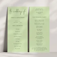 Modern Script Lime Cream Green Wedding Program