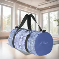 Elegant ice blue mosaic, modern custom duffle bag