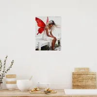 Fairy Sitting on a Dock With Her Feet in the Water Poster