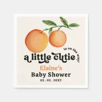 A Little Cutie Is On The Way Orange Baby Shower  Napkins