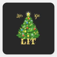 Let's Get Lit Christmas Christmas Square Sticker