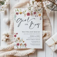 Wildflower Girl or Boy Gender Reveal Invitation